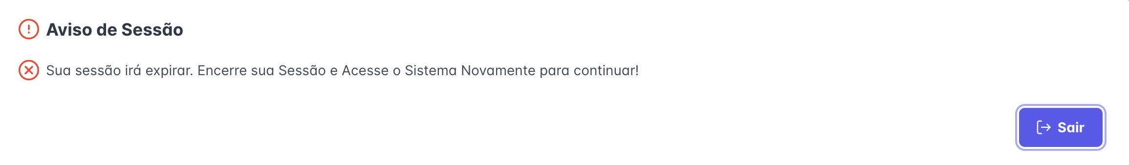 Mensagem de alerta de expiração